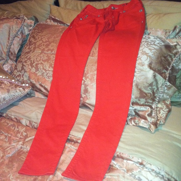 Miss me jeans 25 skinny jeans color orange.