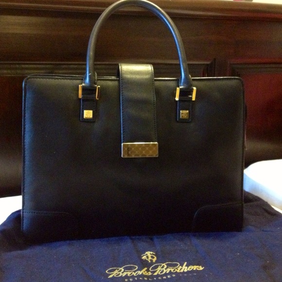 SOLD Brooks Brothers black leather handbag