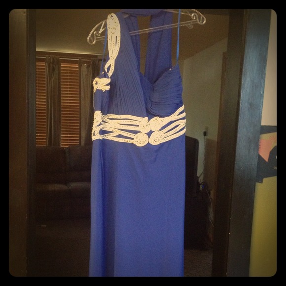 Royal blue one shoulder prom dress