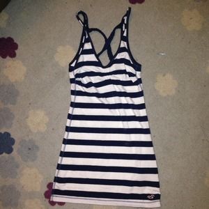 Striped Hollister navy blue and white dress