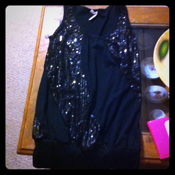 Black and sequin tank top!!