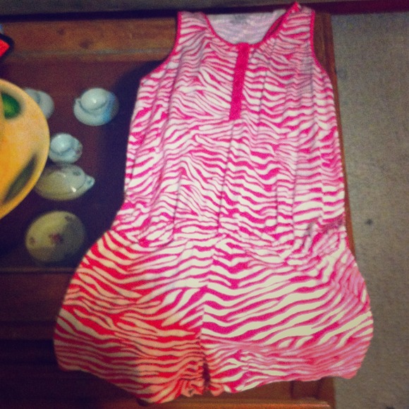 Pink and white zebra romper!!