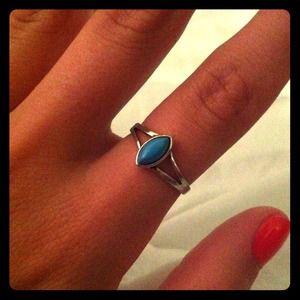 Silver ring with blue stone. From brandy Melville.