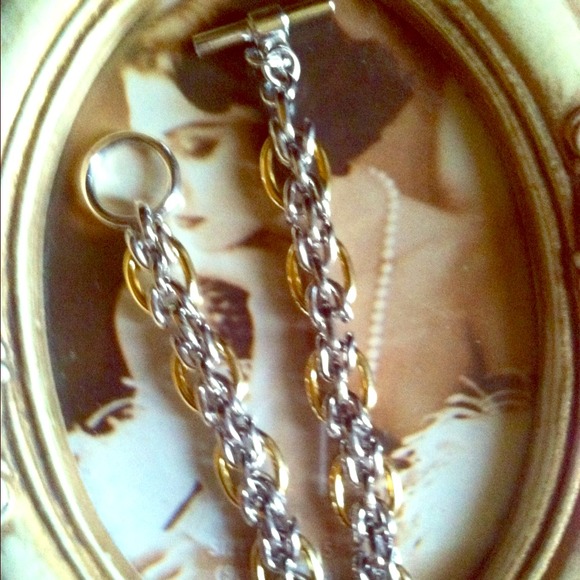 💥REDUCED Silver Chain Bracelet W/ Gold 💥