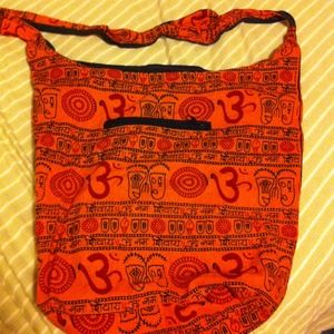 Orange om messenger tote bag
