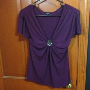 Plum short sleeve dress shirt