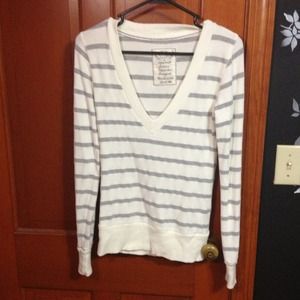 Grey striped cream sweater
