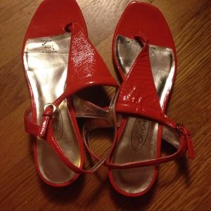 Orange leather sandals