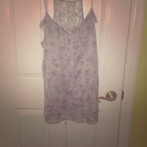 A purple tank with lace detail