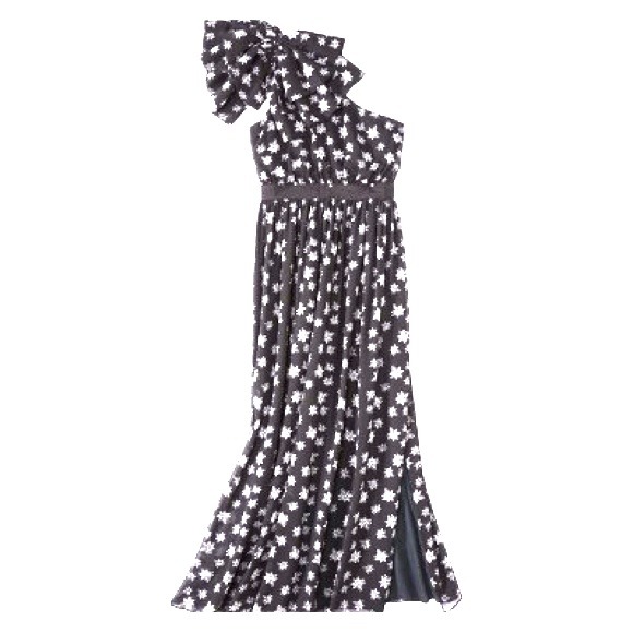 Black Evening Gown with Star Print by Kate Young.