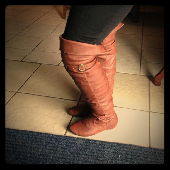 Brown knee high boots (on hold ). (: