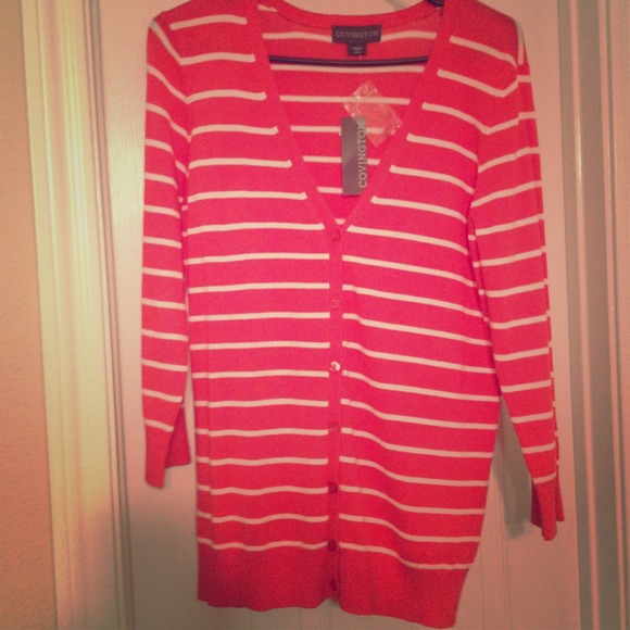 Pink Striped, Long- sleeve Cardigan