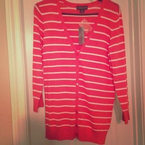 Pink Striped, Long- sleeve Cardigan