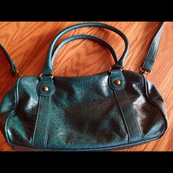 Dark green "ostrich leather" handbag - Picture 3 of 3