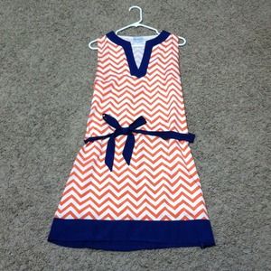 Orange & blue chevron dress