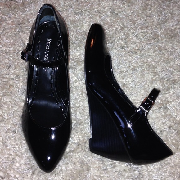 Enzo Angiolini Patent Mary Jane Wedges