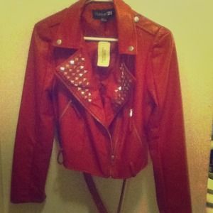 (BRAND NEW) Red Casual PU Jacket