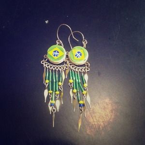 💋Brazil flag earrings. IMPORTED, RIO, BRAZIL💋