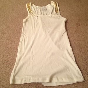 💢REDUCED AGAIN💢 Cream tank with Gold sequins