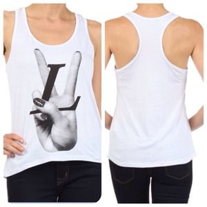 Host Pick 🎉White LV Embellished Hi-Lo Tank ✌