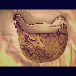 Authentic Logo Patchwork Coach purse, medium size.