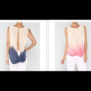 Ombré chiffon top available in pink & navy