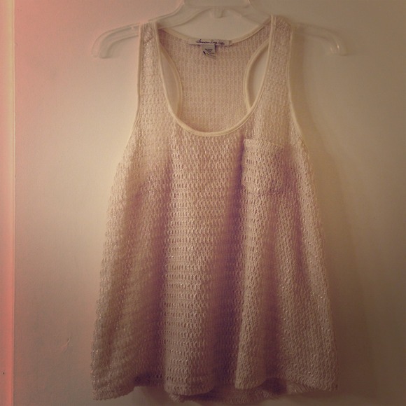 White & Gold Crochet Tank - Picture 1 of 4