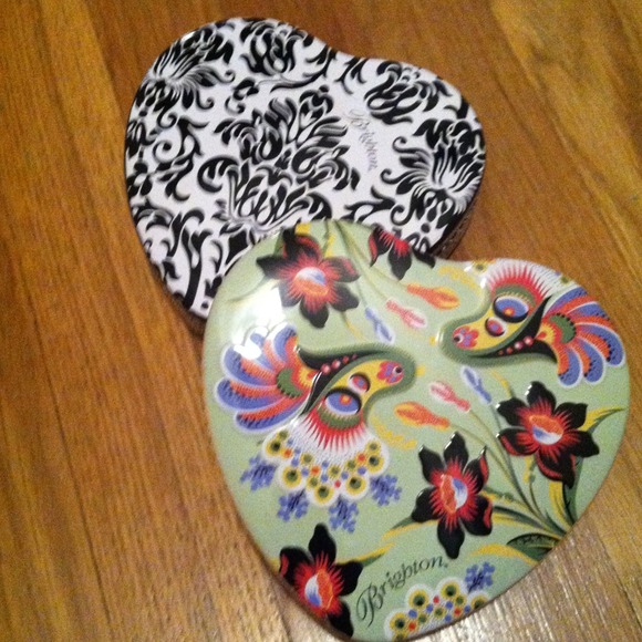 Two Brighton's tin jewelry holders