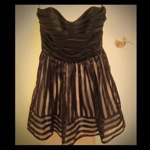 Betsey Johnson Strapless Burnout Stripe Dress