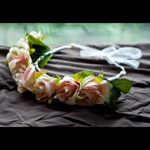 Flower Crown, Pink Roses, floral headband, wedding