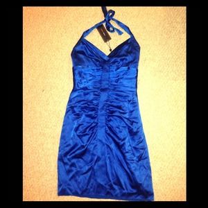 BCBG Max Azria Halter Dress Satin Ruched