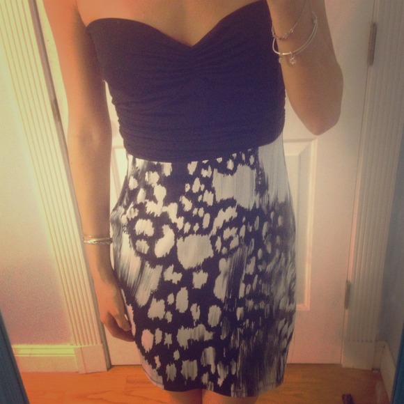 Casual tube dress blacktop animal print bottom