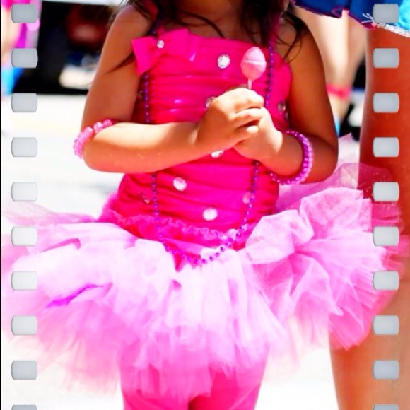 Hot pink tutu with sparkles, leggings & body suit
