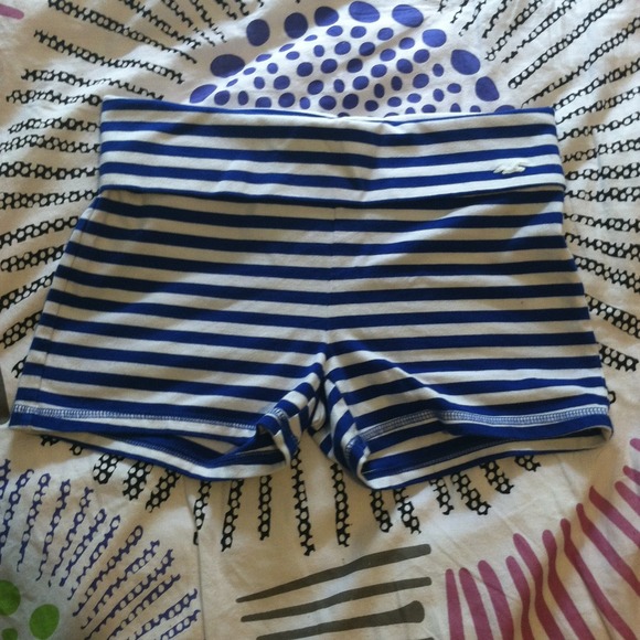 Cute blue and white striped Hollister yoga shorts