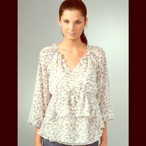 Rebecca Taylor Snow Leopard Blouse sz4