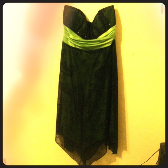 Green and black formal dress.