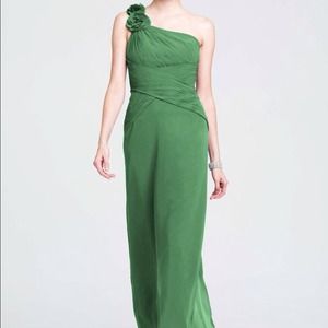 Chiffon Dress with Floral Detail and One Shoulder