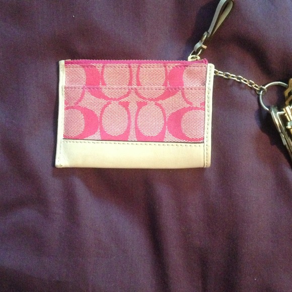 Authentic Coach pink wallet key chain