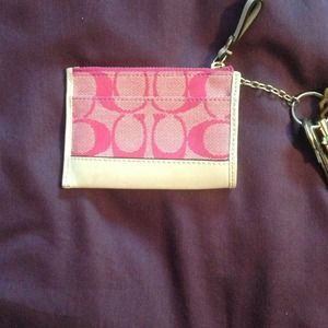 Authentic Coach pink wallet key chain
