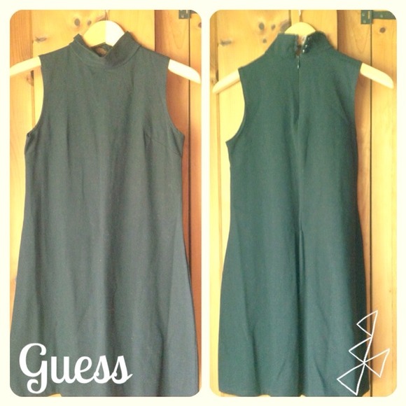 Guess Black Sleveless Turtleneck Dress