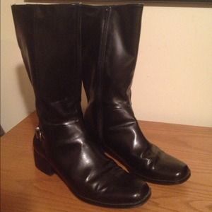 One pair of black boots & one pair of brown boots