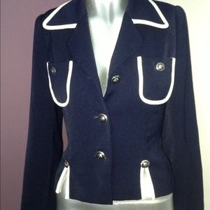 Navy blue with ivory trim blazer