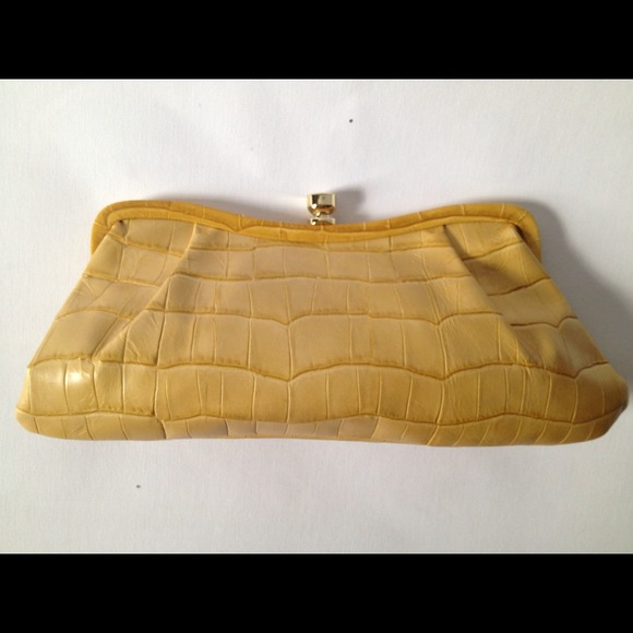 Mustard Fashion Croc Embossed Clutch