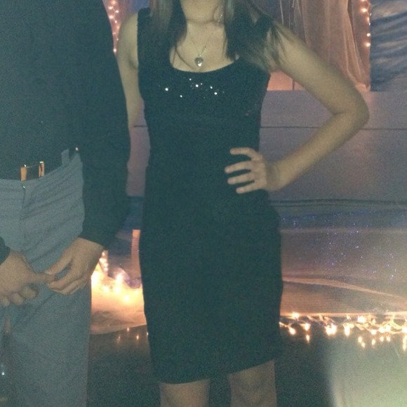 *HOLD* Black Sequin Classic Evening Dress