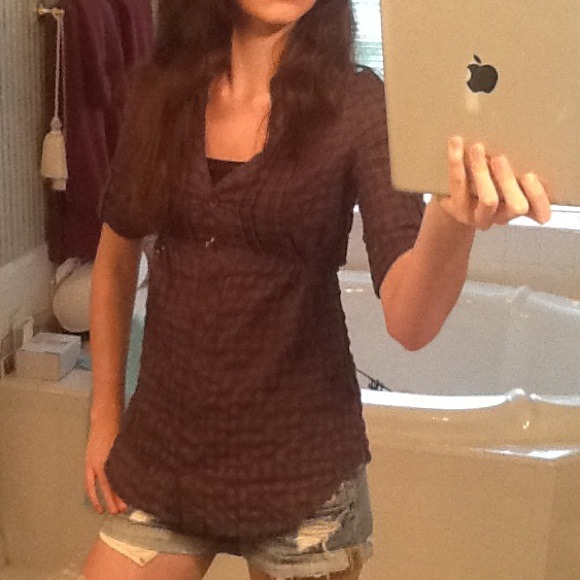 Gray Plaid Empire Waist Top