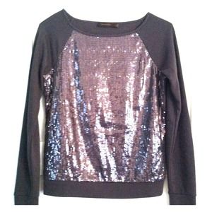 Express Charcoal-Black Sequin Sweatshirt