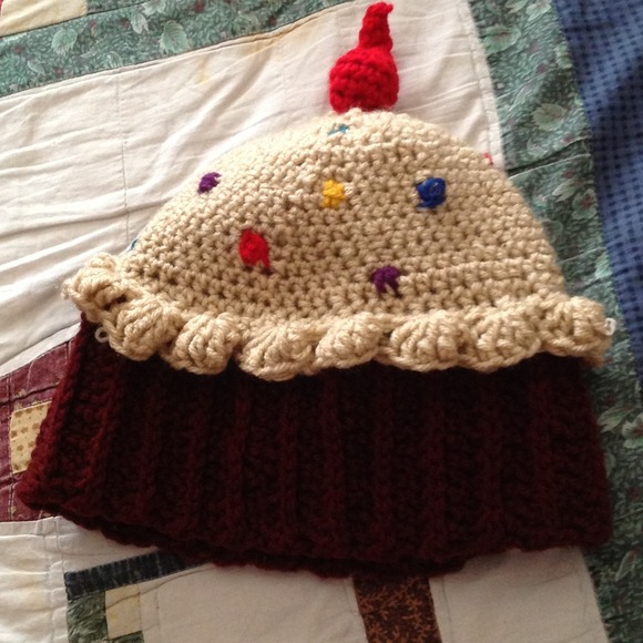 REDUCED DIY Crocheted cupcake beanie NEVER WORN B4