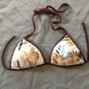 White and brown Guess bikini top