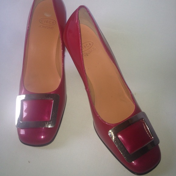 Red Leather Patent Buckle Heels