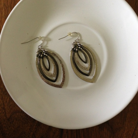 Silver drop earrings.